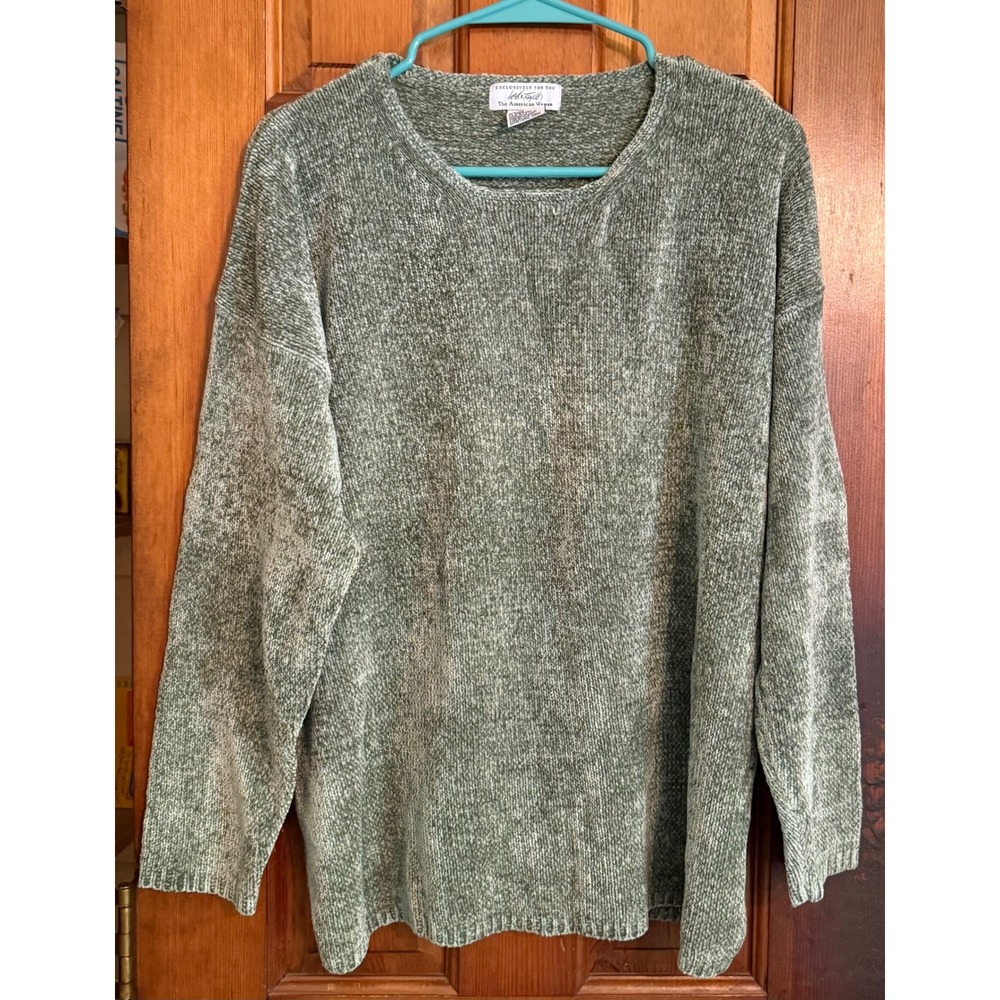 Lord & Taylor American Woman Sage Green Chenille Knit Sweater 1X Plus Size